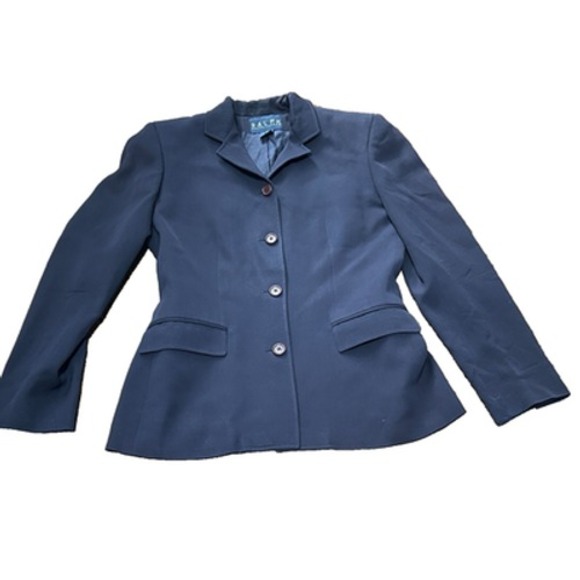 Ralph Lauren Blue Label Women's Blue Long Sleeve Classic 100% Wool Coat Size 8 - Picture 3 of 12